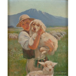 Wawrzyniec Chorembalski (1888 Zawichost - 1965 Warsaw), Shepherd with a sheepdog, 1948