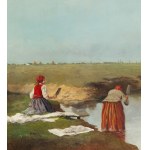 Wladyslaw Rutkowski-Boncza (1840 - 1905 ), Washerwomen on the river, 1900