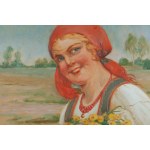 Kasper Żelechowski (1863 Klecza Dolna - 1942 Krakov), Dievča v červenom závoji s kačičkami