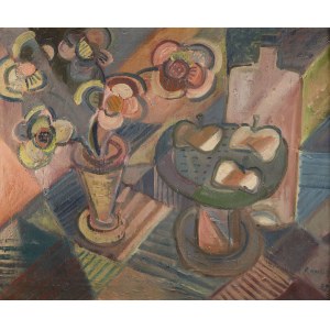 Elisabeth Ronget (1893 Chojnice - 1962 Paříž), Zátiší s květinami a jablky, kolem roku 1935