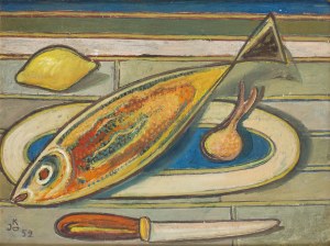 Dawid Jecheskiel Kirszenbaum (1900 Staszów - 1954 Paryż), Martwa natura z rybą, 1952