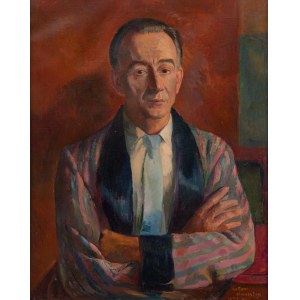 Antoni Michalak (1899 Kozłów Szlachecki - 1975 Warszawa), Portret mężczyzny z błękitnym krawatem, 1959