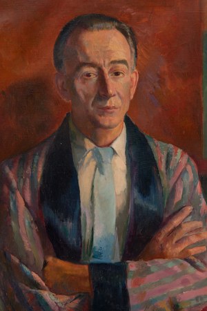 Antoni Michalak (1899 Kozłów Szlachecki - 1975 Warszawa), Portret mężczyzny z błękitnym krawatem, 1959