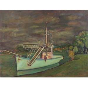 Michel Adlen (1898 Luck, Ukraine - 1980 Paris, Frankreich), Landschaft mit einem Boot