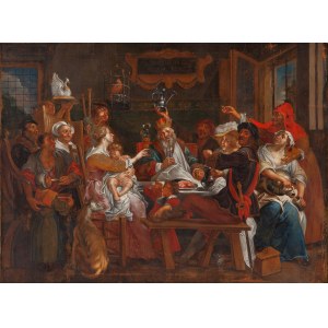 Západoevropský malíř, 19. století, Král pije podle Jacoba Jordaense