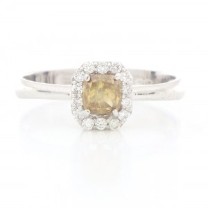 Pierścionek 18 ct złoto z diamentem 0.50 ct + 0.25 ct diamenty boczne