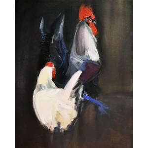 Magdalena Kopron-Kusiak, Rooster with a blue leg, 2023