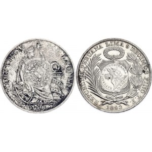 Guatemala 1 Peso 1894 Counterstamped