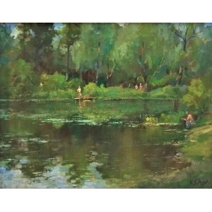 Krystyna Lada Studnicka(1907-1999), rybník v Nieborowe