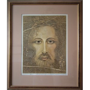 Krystyna Szalewska-Gałdyńska(1938-2022),The Face of the Lord Jesus according to the Turin Shroud