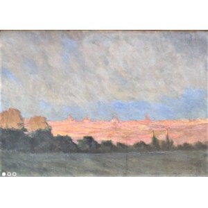 Tadeusz Waśkowski (1883-1966), Blick auf die Stadt bei Sonnenuntergang, 1920er/30er Jahre.