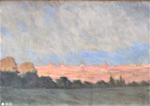 Tadeusz Waśkowski(1883-1966),Widok na miasto o zachodzie słońca,lata 20/30-te.XXw.