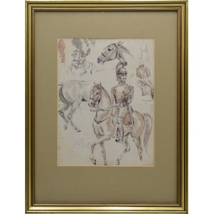 Monogrammer FG, Skizzen von Uniformen und Pferden - Champs de Mars, 1829