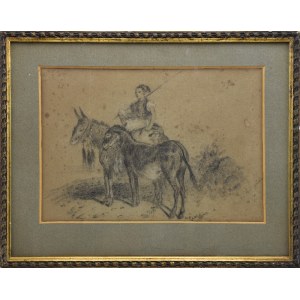 Maler unbestimmt, 19. Jahrhundert, Auf einem Esel