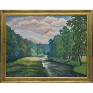 Leon P£OSZAY (1902-1992), Landscape with a river in Tillieres, 1936