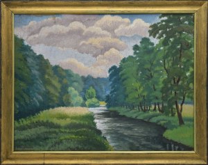 Leon PŁOSZAY (1902-1992), Pejzaż z rzeką w Tillieres, 1936