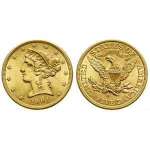 Stany Zjednoczone Ameryki (USA), 5 dolarów, 1905 S, San Francisco