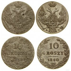 Polska, zestaw: 2 x 10 groszy, 1838 i 1840, Warszawa