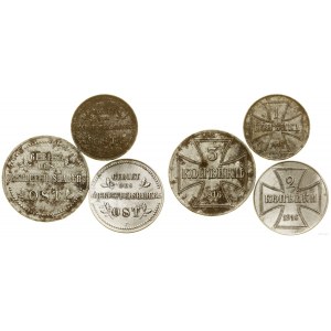 Polska, zestaw: 1, 2, 3 kopiejki, 1916 A i J, Berlin i Hamburg