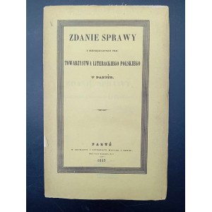 Zdanie sprawy z dziesięcioletnich prac Towarzystwa Literackiego Polskiego w Paryżu Rok 1843