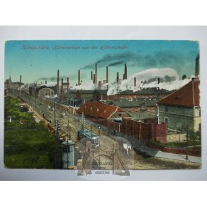 Chorzów, Królewska Huta, ocelárna, tramvaj, cca 1915