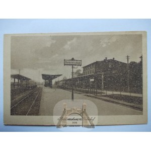 Pyskowice, Peiskretscham, dworzec, perony, ok. 1920