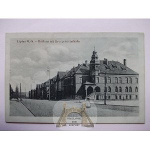Świętochłowice - Lipiny, ratusz i ulica Kronprinza, ok. 1920