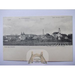 Prószków k. Opole, panorama, browar, klasztor, szkoła, 1908