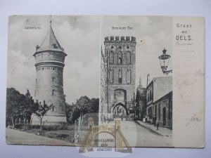 Oleśnica, Oels, wieża wodna i brama Wrocławska, 1911