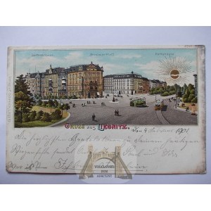 Legnica, Liegnitz, Wroclaw Square, lithograph, gilt, 1901