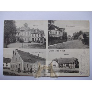 Ruja, Royn k. Legnica, browar, pałac, ulica, dworzec, 1910