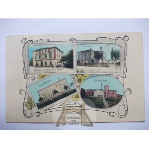 Glogow, Glogau, Zarkow, railway station, sugar factory, hotel, mill, 1907