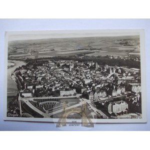 Głogów, Glogau, panorama lotnicza, 1939
