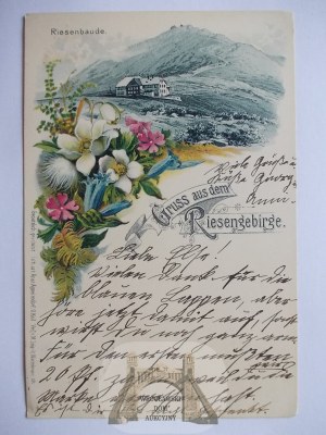 Karkonosze, Riesengebirge, Śnieżka, Litografia, Oskar Keil, 1905