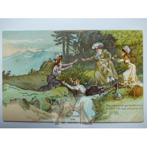 Karkonosze, Riesengebirge, humorystyczna, litografia, Oskar Keil, ok. 1910