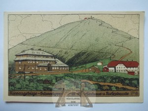 Karkonosze, Riesengebirge, Śnieżka, Steindruck, ok. 1920