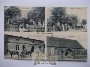 Grochowiska Księże k. Żnin, szkoła, restauracja, 4 widoki, ok. 1910