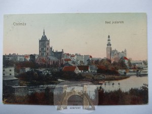 Chełmża, Culmsee, nad jeziorem, kościół, ok. 1915