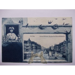 Szczecin, Stettin, ulica Wilhelma, kolaż, ok. 1908