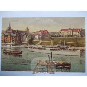 Szczecin, Stettin, nabrzeże parowiec, ok. 1914
