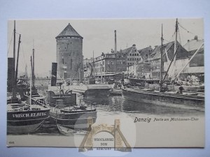 Gdańsk, Danzig, Mleczne Stągwie, statki, ok. 1900