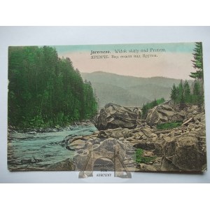 Carpathian Mountains, Yaremcze, rocks on the Prut River, 1910