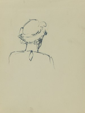 Ludwik MACIĄG (1920-2007), Szkic głowy kobiety w ujęciu z tyłu
