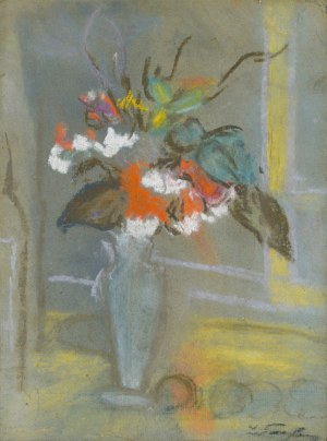 Władysław SERAFIN (1905-1988), Kwiaty w niebieskim wazonie