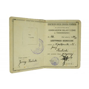 [TRZEMESZNO] Schülerausweis für das Schuljahr 1930/31, Staatliches klassisches Gymnasium in Trzemeszno