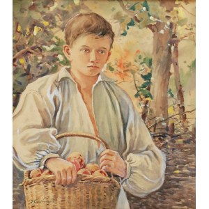 Stanisław GIBIŃSKI (1882-1971), Chłopiec z koszem jabłek