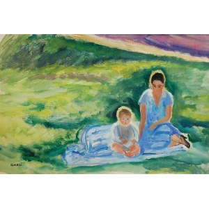 Irena WEISS - ANERI (1888-1981), W letnim słońcu - Portret piastunki z dzieckiem, ok, 1914