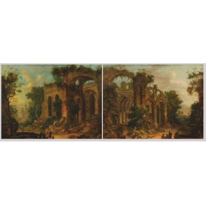 Jacques de LAJOUE (1687-1761) - attributed, Pair of paintings - Landscape with ruins