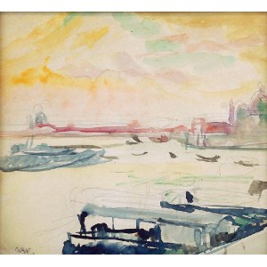 Wojciech WEISS (1875-1950), Wenecja - Przystań na Canal Grande I, 1913