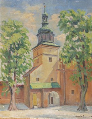 Mieczysław BIESZCZANIN (1910-1968), Widok na wieżę kościoła, 1939